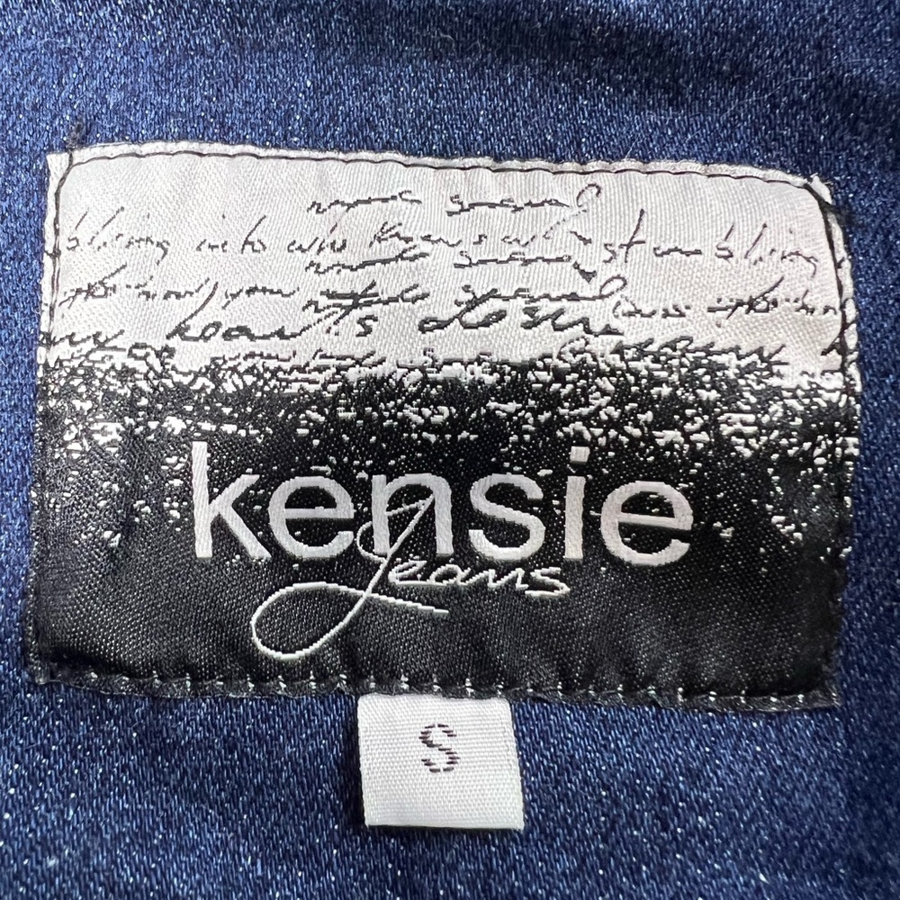 Kensie Jeans-Jean Jacket Size S Cropped Blue Denim Button Up. Dark Blue Wash - Picture 4 of 8